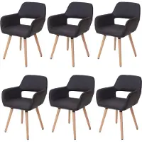 Mendler 6er-Set Esszimmerstuhl MCW-A50 II, Stuhl Küchenstuhl, Retro 50er Jahre Design Kunstleder, braun, helle Beine