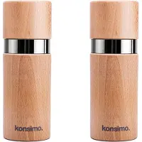 Konsimo Satz Mühlen 2-tlg. geölte buche manuell "ROLLY", Beige, Buchenholz, Modern, 15 cm
