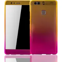 König Design Hülle Handy Schutz für Huawei P9 Plus Full Case Cover Displayschutz Bumper Pink