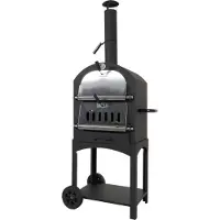 OEM Holzkohlegrill, Pizzaofen, schwarz, hochtemperaturbeständig, Edelstahl