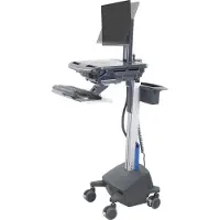 Ergotron Mobiler Arbeitsplatz StyleView SV42-8302-2, Monitorgelenk für 1 Display bis 24", Arbeitsfläche, Tastatur-/Mausablage, integrierte Stromversorgung