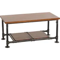 MCW Couchtisch MCW-N27, Wohnzimmertisch Tisch Sofatisch Beistelltisch, Industrial Massiv-Holz Metall 48x100x50cm braun