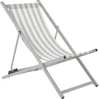 Beliani Liegestuhl Grau Aluminium Mesh Weiß u. Grau Faltbar Klappbar Verstellbar Modern Garten Terrasse Outdoor Balkon Möbel Ausstattung