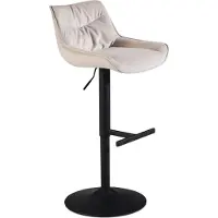FineBuy Barhocker Samt Beige Hocker mit Lehne 86 106 cm Küchenhocker Höhenverstellbar Modern 100 kg Barstuhl Tresenhocker mit Metall-Trompetenfuß