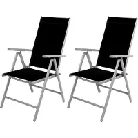 Mojawo 2 Stück Garten Klappstuhl Aluminium - Textilen Silbergrau/Schwarz