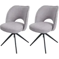Mendler 2er-Set Esszimmerstuhl MCW-N72, Polster-Küchenstuhl, drehbar Auto-Return, Stoff/Textil (420g/m²) hellgrau