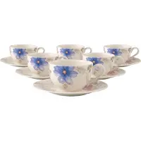 Villeroy & Boch Mariefleur Gris Basic Frühstückstassen mit Untertassen