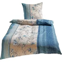 TRAUMSCHLAF Soft-Touch Mikrofaser Bettwäsche Fiori blau 135x200 cm + 80x80 cm
