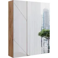 Vicco Badspiegelschrank Irma Weiß/Eiche 60 x 75 cm, Model 52077