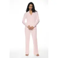 Mey Langer Pyjama Serie Adorable Lines Bonbon Pink | Größe 42