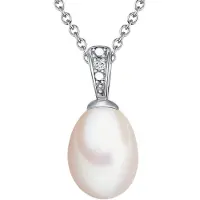 Lulu & Jane Diamant-Kette Sterling Silber Diamant Süßwasser-Zuchtperle in silber | Gr.: 40 cm