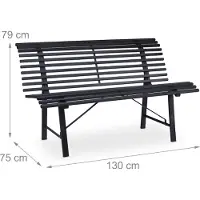 Relaxdays Gartenbank, 2 Sitzer, HBT: 79 x 130 x 75 cm, robuster Stahl, wetterfeste Sitzbank, stabile Parkbank, anthrazit