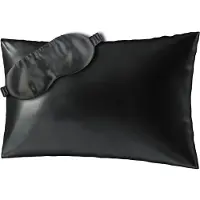 Ailoria BEAUTY SLEEP SET Silk Zipper Pillowcase (40x60) (black) with eye mask