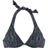 Elbsand Bügel-Bikini-Top "Letra", Damen, Gr. 36, Cup F, schwarz, Recycling-Polyamid, bedruckt, Bikini-Oberteile Bügel-Bikini-Top, mit tollem Wording