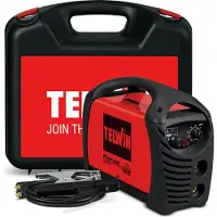 Telwin Force 165 Elektroden-Schweissgerät MMA mit Inverter-Technologie, Set inkl. Transportkoffer, Anschlussgarnitur, Massekabel, Schlackehammer