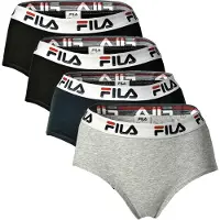 FILA Damen Hipster - 4er Pack Slip, Logo-Bund, Cotton Stretch, einfarbig
