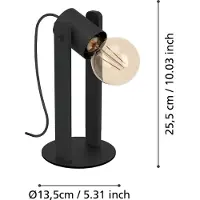 Eglo Tischlampe Plimsoll, Nachttischlampe mit schwenkbarem Spot, Tischleuchte aus Holz und Metall, Deko Lampe Wohnzimmer, FSC100PA, E27 Fassung