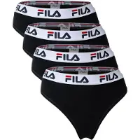 FILA Damen String, 4er Pack - Logo-Bund, Cotton Stretch, einfarbig