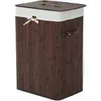 HOMdotCOM Wäschekorb Rechteck dunkelbraun Bambus 72L 40 x 30 x 60cm