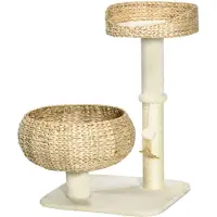 PawHut Kratzbaum, 72 cm, Katzenbaum mit 2 Katzenbetten, Kletterbaum,Cremeweiß
