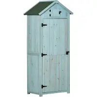 Outsunny Gartenschrank Geräteschuppen mit Fachböden Asphaltdach Holz Blau