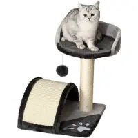 PawHut Kratzbaum Katzenbaum mit Spielbällen Sisalseil-Kratzstangen Dunkelgrau