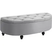 HOMCOM Bank mit Aufbewahrungsbox Aufbewahrungsbox Samt Touch Gummi Holz grau 831-410