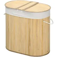 HOMCOM - Wäschekorb - 62,5L x 37B x 60,5H cm - natur