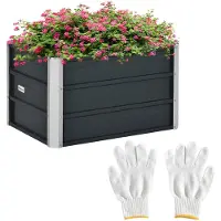 Outsunny Hochbeet aus Stahl Gartenbeet Blumenkübel Pflanzkasten Handschuhe