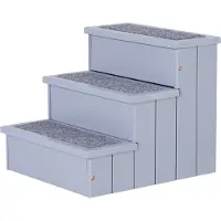 PawHut Hundetreppe - Haustiertreppe - Kiefer - 44.5x40.5x38 cm - Grau