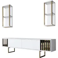 Skye Decor , Gold Line - White, Gold, Wohnzimmermöbel-Set, Weiß, 100 % MELAMINBESCHICHTETE SPANPLATTEN, 180 x 30 x 48 cm