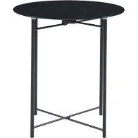 En.casa Beistelltisch 'Ödeshög' mit Glasplatte 45 x Ø42cm Schwarz