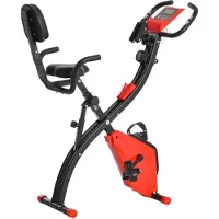 HOMCOM Heimtrainer X-Bike Fahrradtrainer LCD-Display klappbar Rot