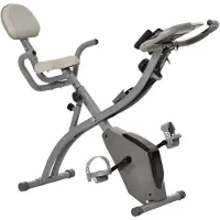 HOMCOM Heimtrainer X-Bike Fahrradtrainer LCD-Display klappbar Grau