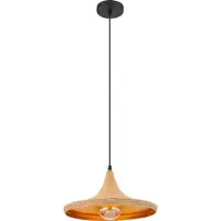 Globo Lighting Hängeleuchte Metall schwarz matt, Aluminium goldfarben, Textil braun, Schirm außen mit Kordel umzogen, ø: 365mm, H: 1400mm, exkl. 1x E27 40W 230V