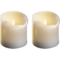 Novaliv 2er Set LED Stumpenkerzen mittel - Echtwachskerze mit beweglicher Flamme flackernd - Timerfunktion
