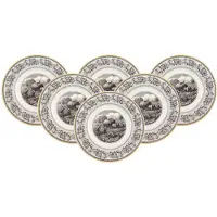Villeroy & Boch Speiseteller "Speiseteller Audun Ferme ø 27,1 cm 6er Set weiß-grau-gelb", bunt (weiß, grau, gelb), L:27,1cm, Speiseteller, Speiseteller