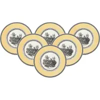 Villeroy & Boch Frühstücksteller "Frühstücksteller Audun Chasse ø 21,6 cm 6er Set weiß-grau-gelb"
