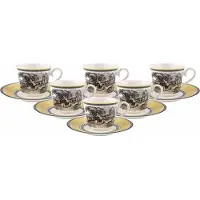 Villeroy & Boch Tasse "Frühstückstassen mit Untertassen Audun Ferme 350 ml 6er Set bunt", bunt, Porzellan, Trinkgefäße, Tasse