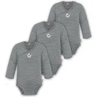 Normani 3er Pack Multipack Baby-Body Merino Wickelbody Langarmbody mit Knöpfen - 9345