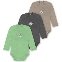 Normani 3er Pack Baby Merino Body Langarm „Auckland" - 9383