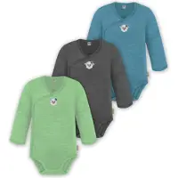 Normani 3er Pack Baby Merino Langarm Wickelbody für Junge und Mädchen - 9355