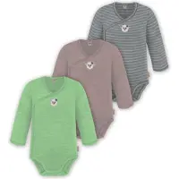 Normani 3er Pack Baby Merino Langarm Wickelbody für Junge und Mädchen - 9355