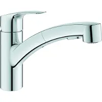 GROHE Eurosmart Einhand-Spültischarmatur, Ausladung 227mm, schwenkbar, herausziehbare Dual-Spülbrause, 30305001, Farbe: Chrom