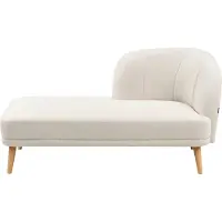 Beliani Chaiselongue Hellbeige aus Stoff mit Holzbeinen Rechtsseitig Gepolstert Elegant Récamiere Wohnzimmermöbel