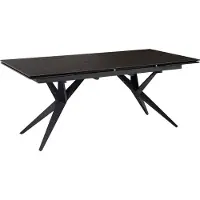 FineBuy Esstisch ausziehbar 180–260 cm Schwarz – Glas-Keramik Tischplatte – moderner Esstisch mit gekreuztem Metallgestell – kratzfest hitzebeständig