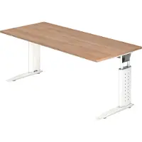 Hjh OFFICE PRO UNDA 19 W - 180 x 80 höhenverstellbar Nussbaum/Weiß