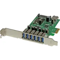 StarTech.com .com 7 Port PCI Express USB 3.0 (5 Gbit/s) Karte, PCIe, SATA, USB 3.2 Gen 1 (3.1 Gen 1), Full-height / Low-profile, Grün, Metallisch, 3 m, 1920042 h