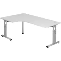 Hjh OFFICE PRO MEGA 82 S - Holz C-Fuß Silber 200 x 120 höhenverstellbar Weiß/Silber