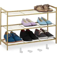 Relaxdays Erweiterbares Schuhregal 3 Ebenen Gold